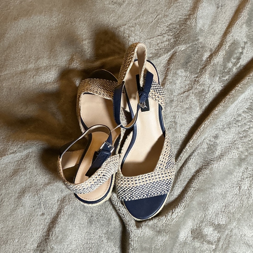 Violet & Red Navy Woven Espadrille Slingback Sandals Size 8